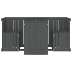 Set de balcon 2 places gris bois de pin massif 