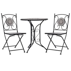 Mobilier de bistro 3 pcs mosaïque Carreaux céramiques Gris  