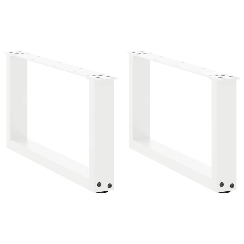 Pieds de table basse en U 2 pièces Blanc 70 x (30-31) cm Acier 