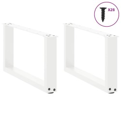 Pieds de table basse en U 2 pièces Blanc 70 x (30-31) cm Acier 