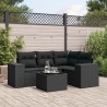 Salon de jardin 5 pcs avec coussins noir résine tressée 