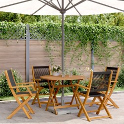 Ensemble à manger de jardin 5pcs noir polypropylène bois massif 