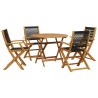 Ensemble à manger de jardin 5pcs noir polypropylène bois massif 
