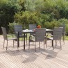 Ensemble à manger de jardin 7 pcs Gris Résine tressée 