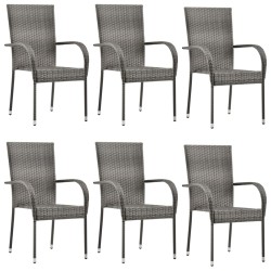 Ensemble à manger de jardin 7 pcs Gris Résine tressée 