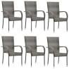 Ensemble à manger de jardin 7 pcs Gris Résine tressée 