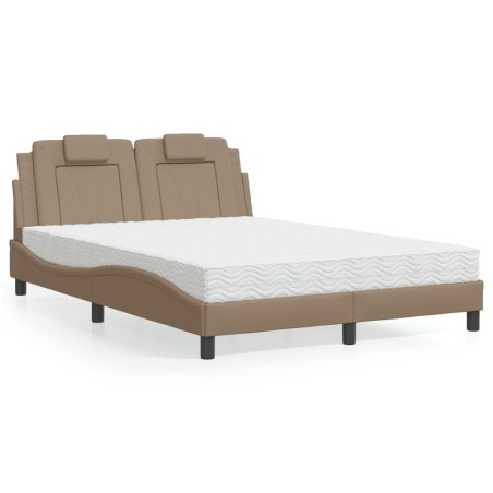 Lit avec matelas cappuccino 140x190 cm similicuir 