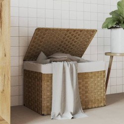 Panier à linge avec couvercle 55,5x35x34 cm résine tressée 