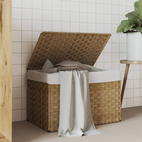 Panier à linge avec couvercle 55,5x35x34 cm résine tressée 