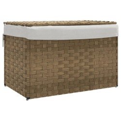 Panier à linge avec couvercle 55,5x35x34 cm résine tressée 
