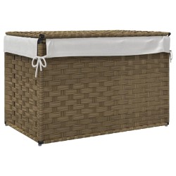 Panier à linge avec couvercle 55,5x35x34 cm résine tressée 
