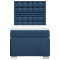 Sommier à lattes de lit avec matelas Bleu 90x190 cm Tissu 