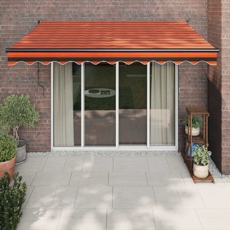 Auvent rétractable orange et marron 3x2,5 m tissu et aluminium 