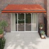 Auvent rétractable orange et marron 3x2,5 m tissu et aluminium 