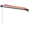 Auvent rétractable orange et marron 3x2,5 m tissu et aluminium 