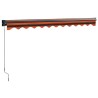 Auvent rétractable orange et marron 3x2,5 m tissu et aluminium 