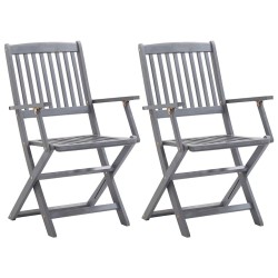 Chaises pliables d'extérieur lot de 2 et coussins Bois d'acacia 