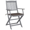 Chaises pliables d'extérieur lot de 2 et coussins Bois d'acacia 