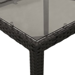 Ensemble à manger de jardin et coussins 5 pcs noir rotin verre 