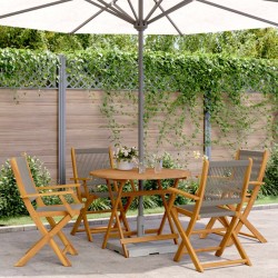 Ensemble à manger de jardin 5pcs gris polypropylène bois massif 
