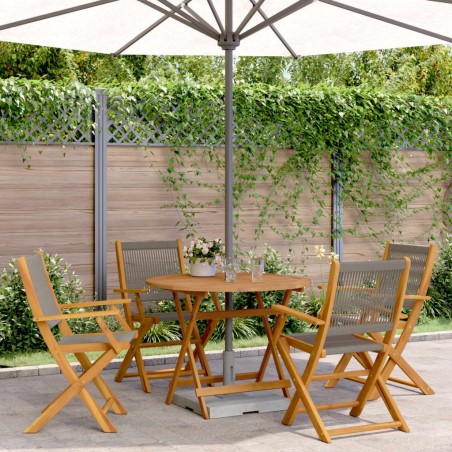 Ensemble à manger de jardin 5pcs gris polypropylène bois massif 