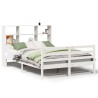 Lit bibliothèque sans matelas blanc 120x200 cm bois pin massif 