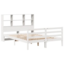 Lit bibliothèque sans matelas blanc 120x200 cm bois pin massif 