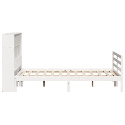 Lit bibliothèque sans matelas blanc 120x200 cm bois pin massif 