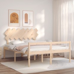 Lit pour personne âgée et tête de lit 140x200 cm bois massif 