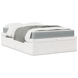 Lit avec matelas blanc 120x200 cm bois massif de pin 