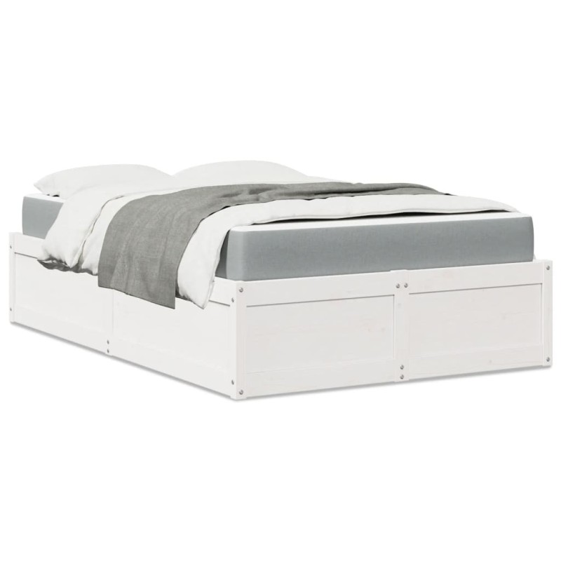 Lit avec matelas blanc 120x200 cm bois massif de pin 