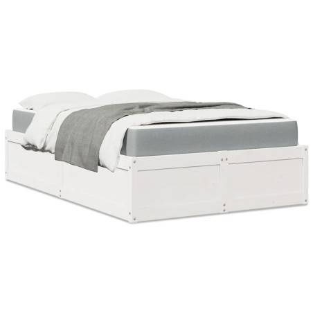 Lit avec matelas blanc 120x200 cm bois massif de pin 