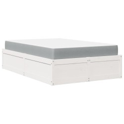 Lit avec matelas blanc 120x200 cm bois massif de pin 