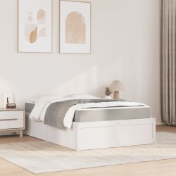 Lit avec matelas blanc 120x200 cm bois massif de pin 