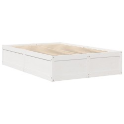 Lit avec matelas blanc 120x200 cm bois massif de pin 