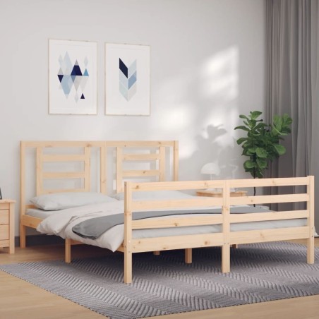 Cadre de lit sans matelas bois massif 