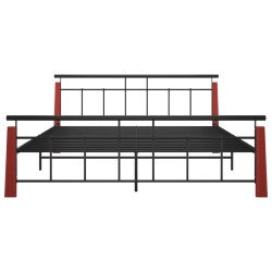 Cadre de lit sans matelas métal bois de chêne massif 180x200 cm 