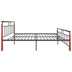 Cadre de lit sans matelas métal bois de chêne massif 180x200 cm 