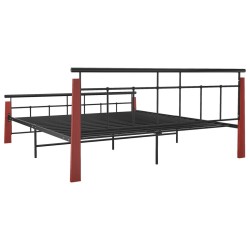 Cadre de lit sans matelas métal bois de chêne massif 180x200 cm 