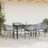 Ensemble à manger jardin coussins 5 pcs gris poly rotin verre 