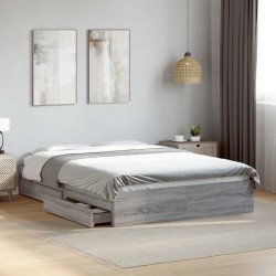 Cadre de lit avec tiroirs sans matelas sonoma gris 135x190 cm 