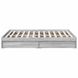 Cadre de lit avec tiroirs sans matelas sonoma gris 135x190 cm 