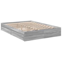 Cadre de lit avec tiroirs sans matelas sonoma gris 135x190 cm 
