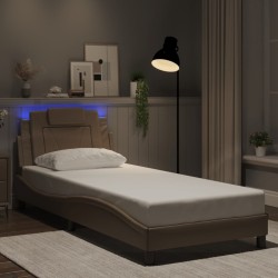 Cadre de lit avec lumières LED cappuccino 90x190 cm similicuir 