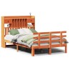 Lit bibliothèque sans matelas cire marron 120x200 cm pin massif 