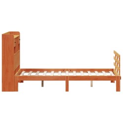 Lit bibliothèque sans matelas cire marron 120x200 cm pin massif 