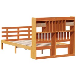 Lit bibliothèque sans matelas cire marron 120x200 cm pin massif 