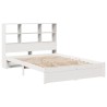 Lit bibliothèque sans matelas blanc 135x190 cm bois pin massif 