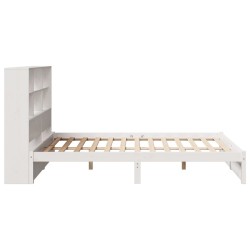 Lit bibliothèque sans matelas blanc 135x190 cm bois pin massif 