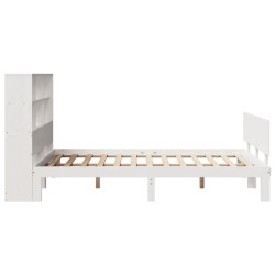Lit bibliothèque sans matelas blanc 140x200 cm bois pin massif 